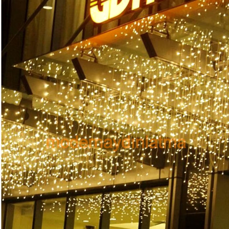 Lebis 2x2 Mt 400 Ledli Flaşlı Dış Mekan Perde Led Yılbaşı Işıklandırma Beyaz Kablolu IP65