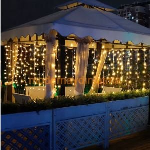 Lebis 2x3 Mt 600 Ledli Flaşlı Dış Mekan Perde Led Yılbaşı Işıklandırma Beyaz Kablolu IP65