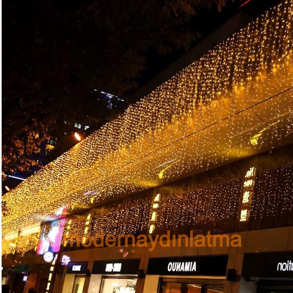 Lebis 2x5 Mt 1000 Ledli Flaşlı Dış Mekan Perde Led Yılbaşı Işıklandırma Beyaz Kablolu IP65
