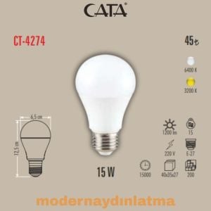 Cata CT-4274 15W E27 Duylu Led Ampül Beyaz Işık