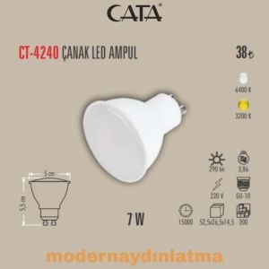 Cata CT-4240 5W Gu10 Duylu Led Ampül Günışığı
