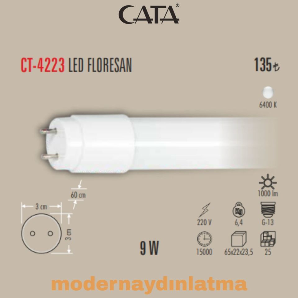 Cata CT-4223 9W 60 Cm G13 Duylu Led Floresan Beyaz Işık