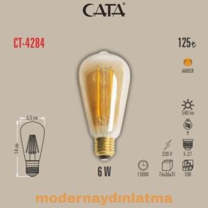 Cata CT-4284 6W E27 Duylu Rustik Led Ampül Amber Işık