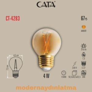 Cata CT-4283 4W E27 Duylu Rustik Led Ampül Amber Işık