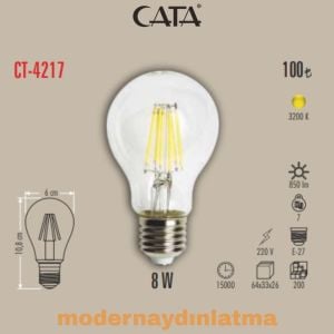 Cata CT-4217 8W E27 Duylu Rustik Led Ampül Günışığı