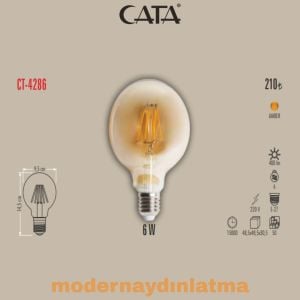 Cata CT-4286 6W E27 Duylu Glop Rustik Led Ampül Amber Işık