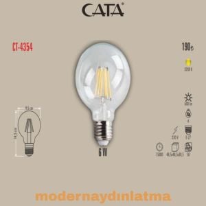Cata CT-4354 6W E27 Duylu Glop Rustik Led Ampül Günışığı