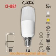 Cata CT-4092 8W E27 Duylu Pil Ampül Beyaz Işık