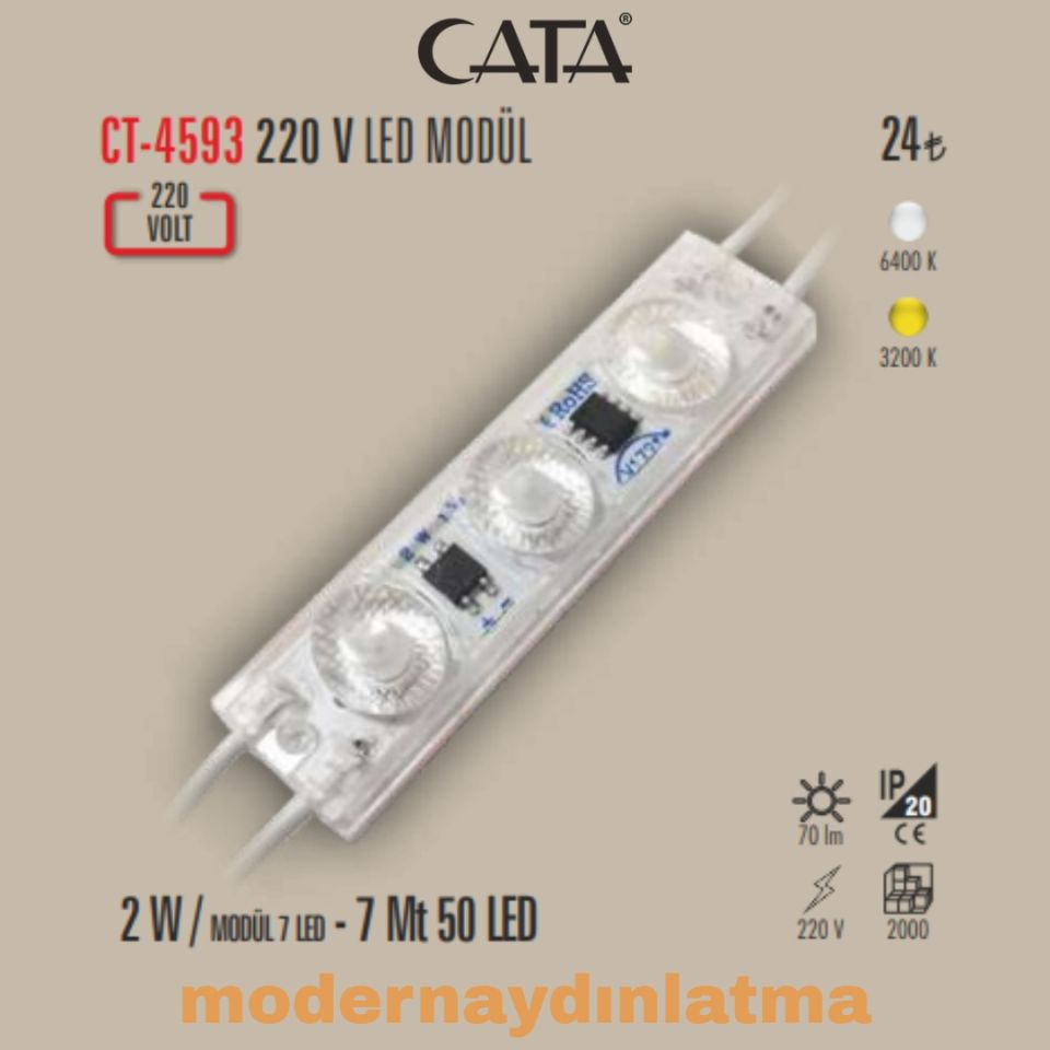 Cata CT-4593 220V 2W Modül Led Günışığı