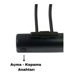 Lebis Elektrikli Anahtarlı Ayna Üstü Flüt Aplik Tablo Aydınlatma 35 Cm Siyah Kasa - Beyaz Işık