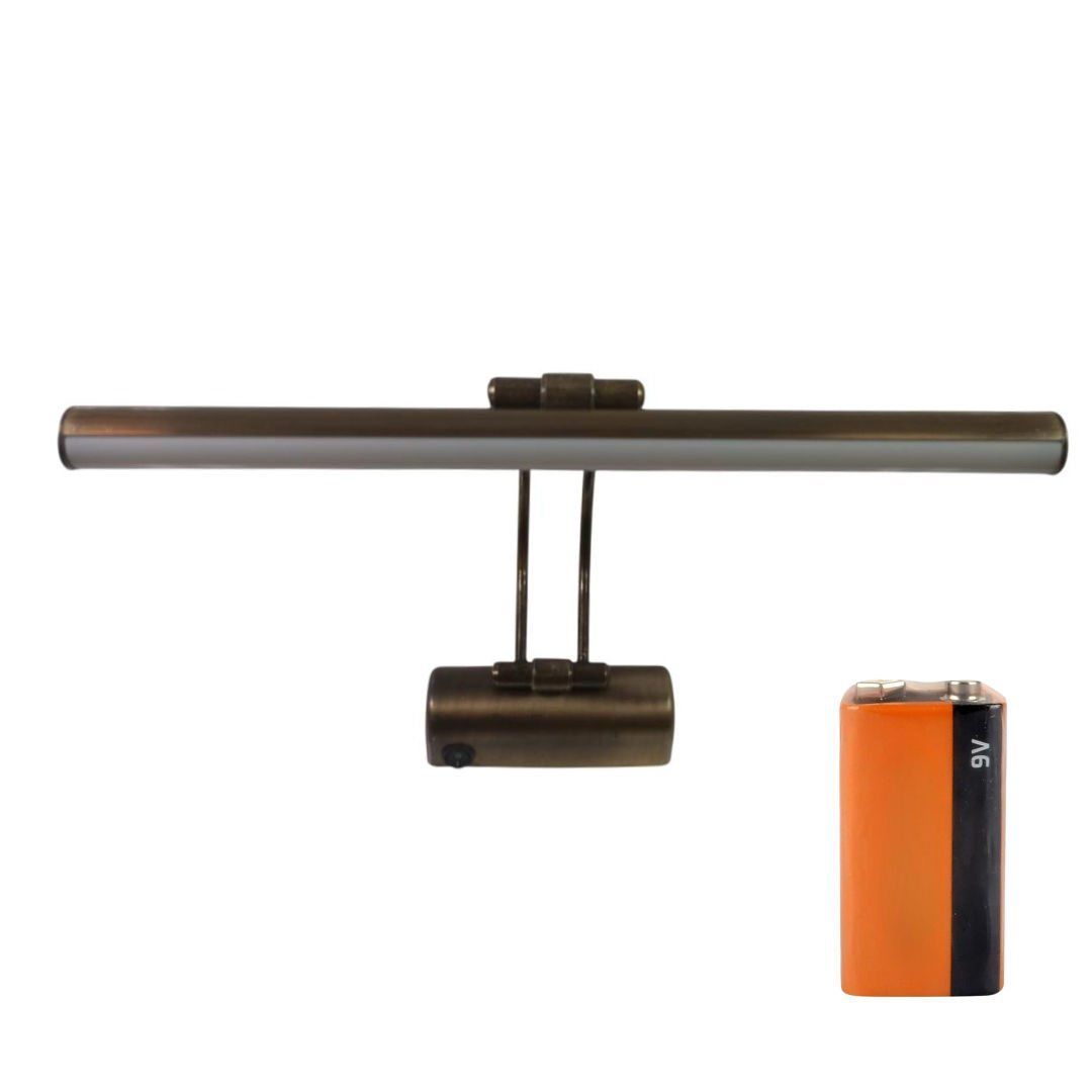 Lebis Pilli Ayna Üstü Flüt Aplik Tablo Aydınlatma 35 Cm Eskitme Kasa - Beyaz Işık