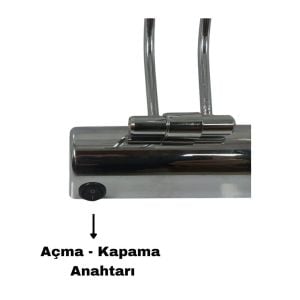 Lebis Pilli Ayna Üstü Flüt Aplik Tablo Aydınlatma 35 Cm Krom Kasa - Beyaz Işık