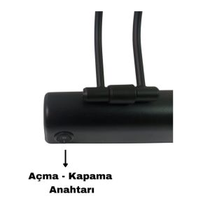 Lebis Pilli Ayna Üstü Flüt Aplik Tablo Aydınlatma 35 Cm Siyah Kasa - Günışığı Işık