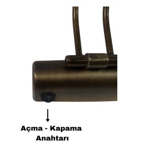 Lebis Pilli Ayna Üstü Flüt Aplik Tablo Aydınlatma 35 Cm Eskitme Kasa - Günışığı Işık