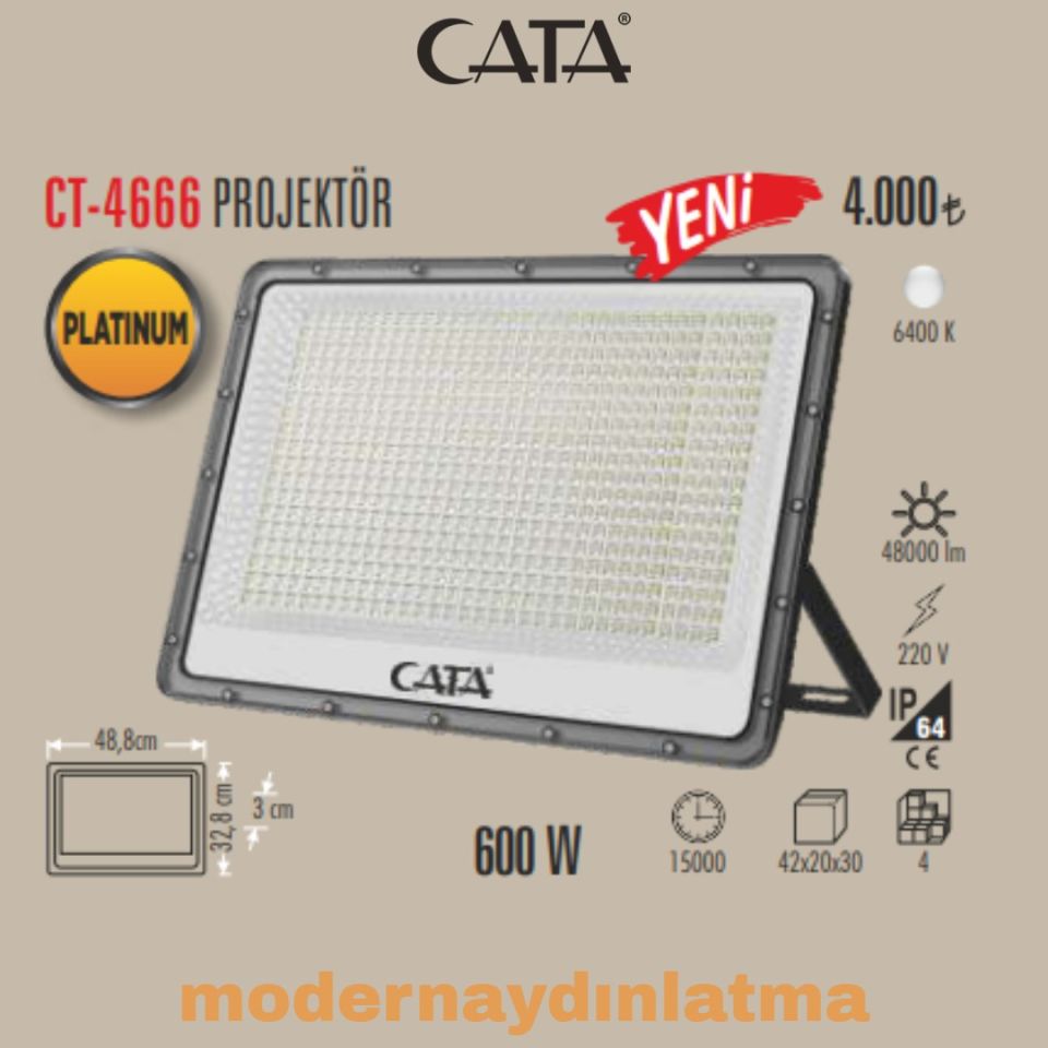 Cata CT-4666 600W Elektrikli Led Projektör Beyaz Işık
