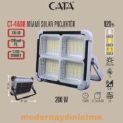 Cata CT-4698 200W Taşınabilir Şarjlı Solar Güneş Enerjili Projektör
