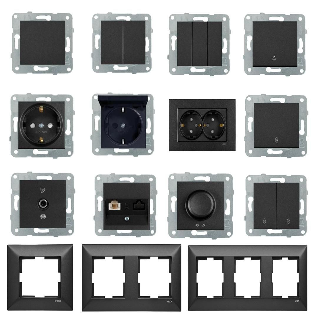 Viko Trenda Serisi Siyah Renk Anahtar Priz Modelleri