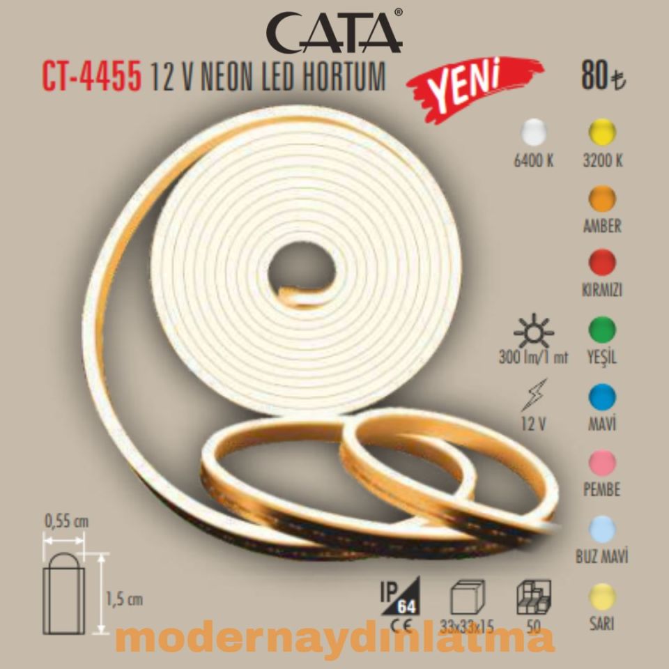 Cata CT-4455 12V Neon Led Hortum Yeşil Işık