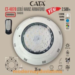 Cata CT-4070 Sıva Üstü Ledli Kumandalı Havuz Armatürü Su Geçirmez