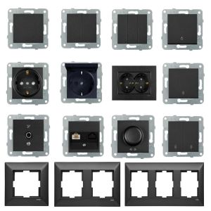 Viko Trenda Serisi Siyah Renk Anahtar Priz Modelleri Dimmer Anahtarı 40-600W - Çerçevesiz