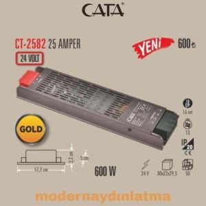Cata CT-2582 24V 25 Amper Slim Şerit Led Trafosu