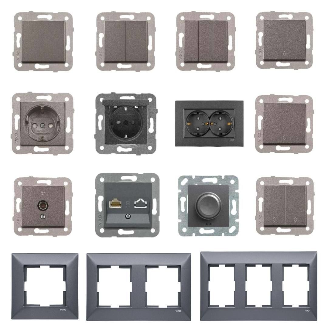 Viko Trenda Serisi Füme Renk Anahtar Priz Modelleri