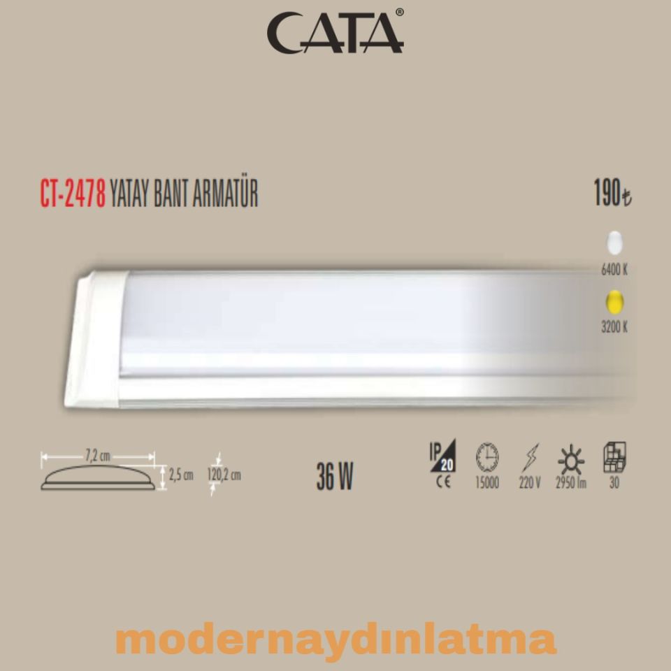 Cata CT-2478 120 Cm 36W Yatay Led Bant Armatür Günışığı