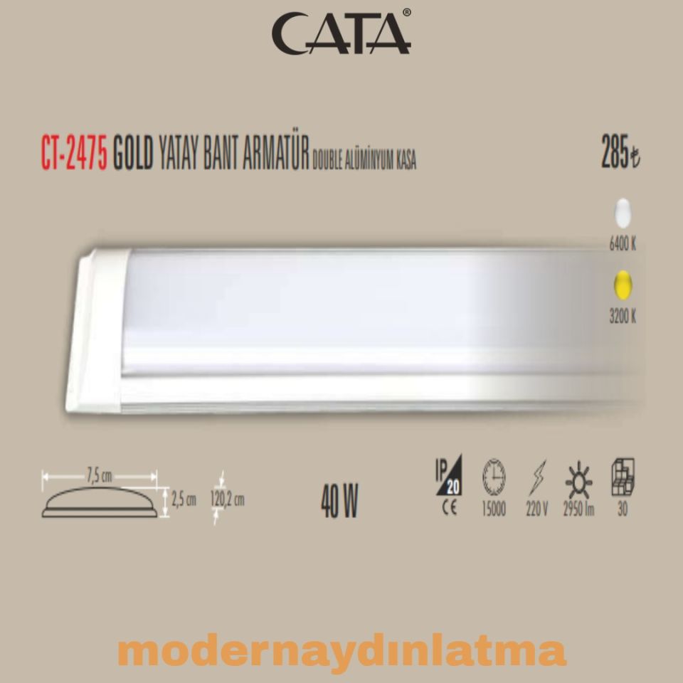 Cata CT-2475 120 Cm 40W Yatay Led Bant Armatür Günışığı