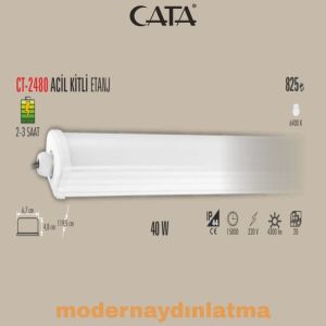 Cata CT-2480 120 Cm 40W Acil Kitli Etanj Yatay Led Bant Armatür Beyaz Işık