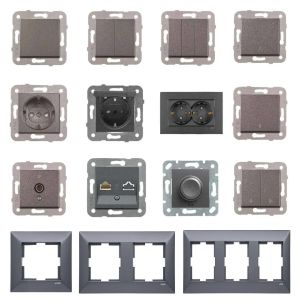 Viko Trenda Serisi Füme Renk Anahtar Priz Modelleri Dimmer Anahtarı 40-600W - Çerçevesiz