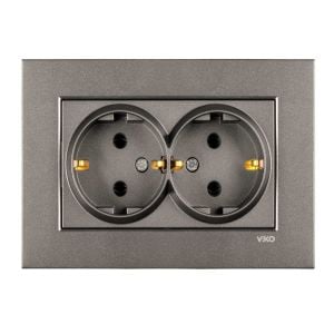 Viko Trenda Serisi Antrasit Renk Anahtar Priz Modelleri İkili Topraklı Priz - Komple