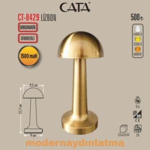 Cata CT-8429 Lizbon 3 Renkli Dokunmatik Şarjlı Masa Lambası