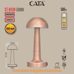 Cata CT-8430 Lizbon 3 Renkli Dokunmatik Şarjlı Masa Lambası