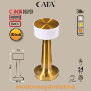 Cata CT-8436 Denver 3 Renkli Dokunmatik Şarjlı Masa Lambası