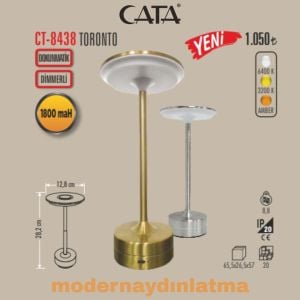 Cata CT-8438 Toronto 3 Renkli Dimmerli Dokunmatik Şarjlı Masa Lambası Krom