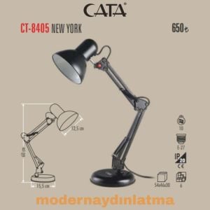 Cata CT-8405 New York E27 Duylu Elektrikli Masa Lambası Siyah