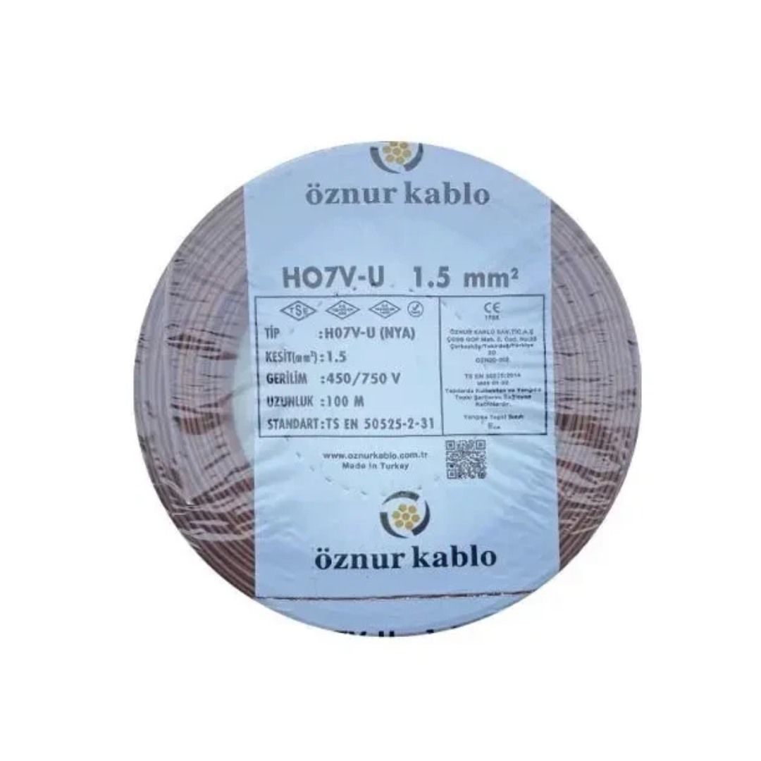 Öznur 1,5 luk Nya Kablo Kahverengi Renk Tam Bakır