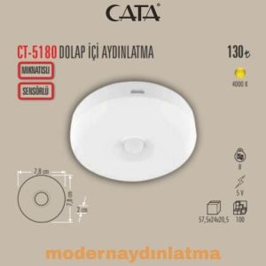 Cata CT-5180 Şarjlı Mıknatıslı Sensörlü Dolap İçi Aydınlatma 4000K Işık