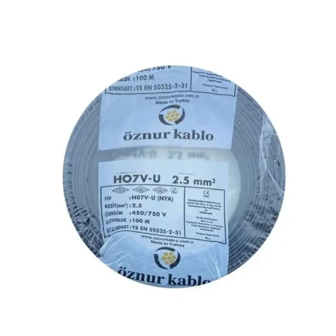 Öznur 2,5 luk Nya Kablo Siyah Renk Tam Bakır