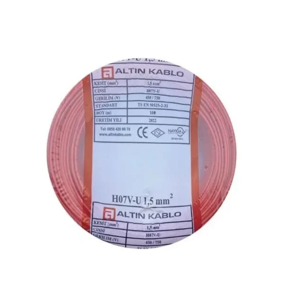 Altın 1,5 luk Nya Kablo Kırmızı Renk Tam Bakır