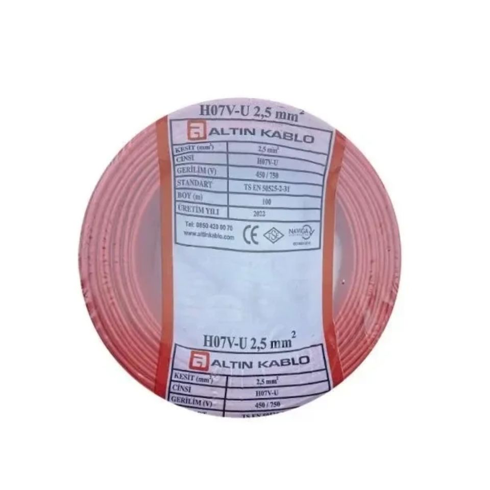 Altın 2,5 luk Nya Kablo Kırmızı Renk Tam Bakır