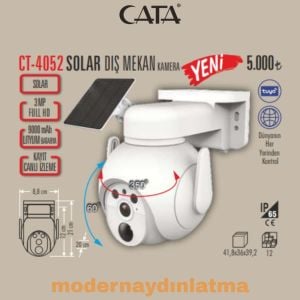 Cata CT-4052 Solar Dış Mekan Gece Görüşlü Full HD Tuya Wifi Akıllı Kamera
