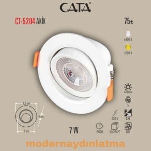 Cata CT-5204 7W Beyaz Kasa Led Spot Günışığı