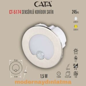 Cata CT-5174 Sensörlü Yuvarlak Koridor Spot Günışığı