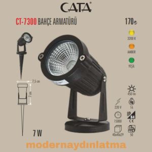 Cata CT-7300 7W Ledli Çim Kazıklı Armatür Amber Işık