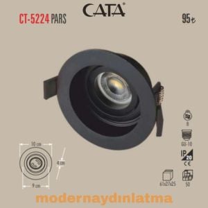 Cata CT-5224 Pars Siyah Yuvarlak Dekoratif Spot