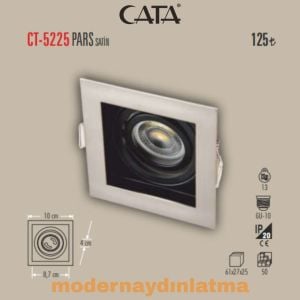 Cata CT-5225 Pars Satin-Siyah Kare Dekoratif Spot