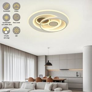 Nofa 50cm Beyaz Ledli Plafonyer Avize Kumandalı 1411-1