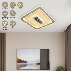 Storm 60x60cm Beyaz Kumandalı Fanlı Ledli Plafonyer Avize 1412-2