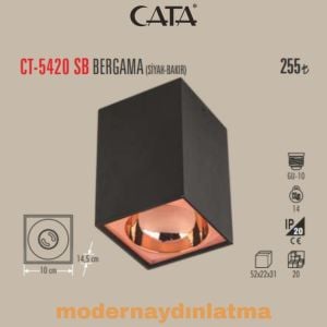 Cata CT-5420 Bergama Siyah-Bakır Gu10 Duylu Sıva Üstü Armatür